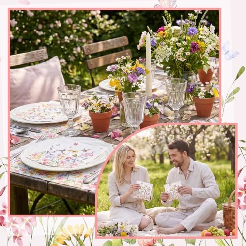 NatNarr 50 Pcs Wildflower Napkins, 6.5" Floral Party Napkins