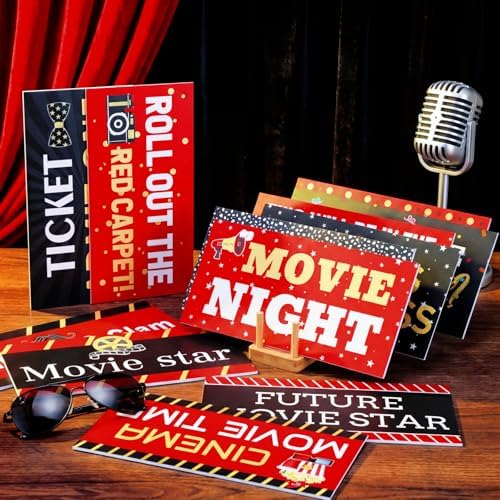Beeveer 24 Designs Movie Party Photo Booth Props, Double Sided PVC Selfie