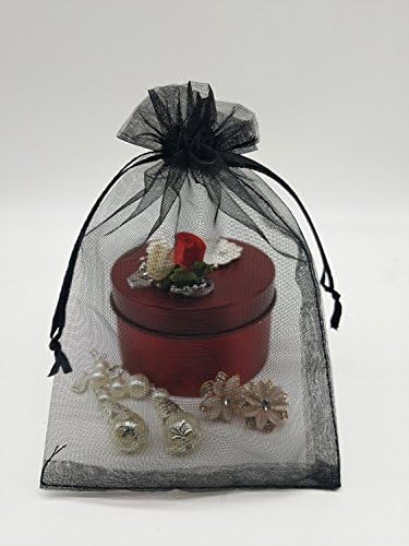 Wudygirl 100 PCS 5"x7" Organza Bags Black Gift Bags with Drawstring