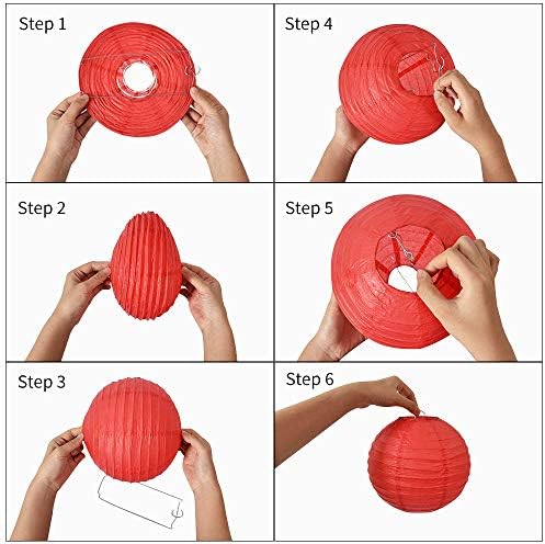 BEISHIDA Gold Paper Lanterns 10Pcs 4/6/8/10/12 Inch Round Chinese Lamp