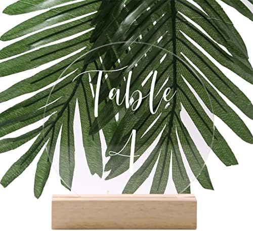 UNIQOOO 50 Pack Oak Wood Table Number Stands | 1/8” Thick Acrylic Sign Holders | Display Stands | Place Card Holder, Perfect for Retail Shop Wedding Dinner Party, Events Decoration, Retail Shop