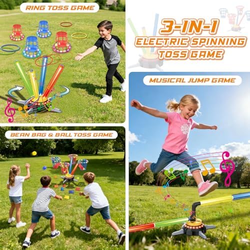 Vatos 3 in 1 Bean Bag & Ring Toss Game, Musical Jumping Toy for Kids