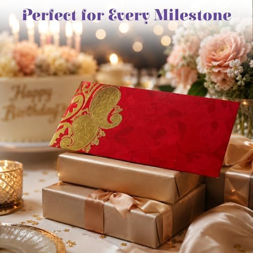 LoveNspire Money Envelopes (7.5 x 3.5 Inch) Decorative Dual Paisley Pattern Shagun Lifafa for Indian Wedding, Birthday | Cash Gift Holder & Home Savings Organizer Pack of 25