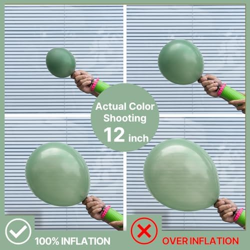 PartyWoo Sage Green Balloons 140pcs Olive Eucalyptus Dusty Green Boho Color
