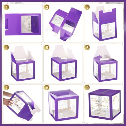 Pajean 50 Pcs Greenery Share a Memory Card, Celebration of Life Cards Box