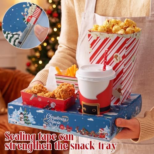 Bokon 172 Pcs/ 24 Sets of Christmas Movie Night Snack Trays Santa