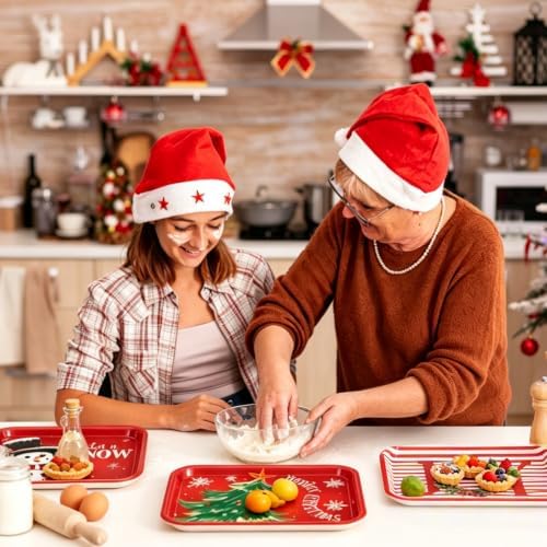 3Pcs 13x10 Inch Christmas Serving Trays Set