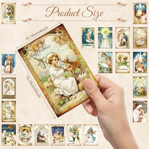 Nuanchu 80 Pcs Vintage Holy Nativity Greeting Cards - 4 x 6'' Santa and Christmas Reprint Antique Postcard Set - Retro Christmas Cards Blank Greetings for Friends, 20 Designs