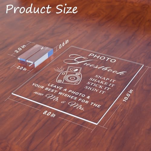 Acrylic Photo Guest Book Sign for Wedding, 8x10 Clear Please Sign Our Guestbook Sign with Acrylic Holder Stand, Elegant Wedding Reception Table Decor for Guest Book Table, Photo Album & Signing Station