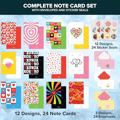 Decorably 24 Pack 4x6in Blank Valentines Cards for Adults and Kids