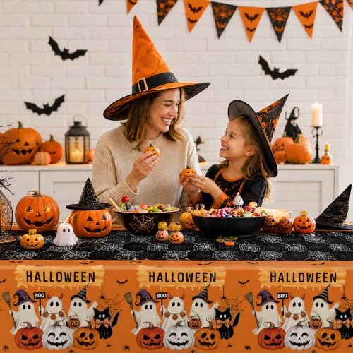 Halloween Tablecloth 2 Pack, 54 x 108 Inch Pumpkin Ghost Table Covers