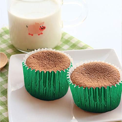 Green Foil Cupcake Liners,GOLF 100 Pack Metallic Baking Cups Standard Size