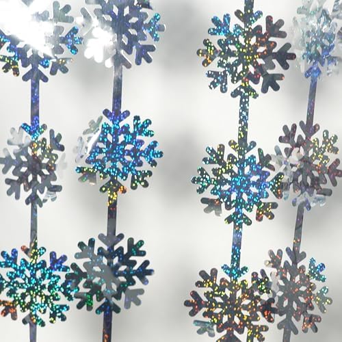 Silver Snowflake Fringe Curtain -3.2ft x 6.5ft - 2 Pack