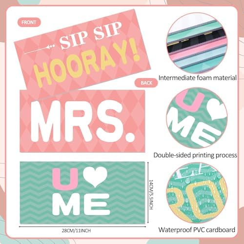 Beeveer 24 Designs Wedding Photo Booth Props, Double Sided PVC Signs