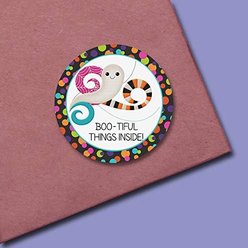 Ghost Thank You Stickers, Halloween Thank You Stickers, 60 Pack 1.5 Inch Round Customer Appreciation Labels for Small Business Orders, Boxes, Bags & Envelopes by Amanda Creation, Ghost Theme
