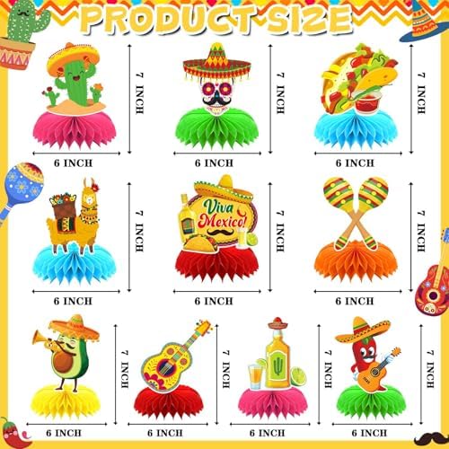 10Pcs Fiesta Party Decorations Mexican Cinco De Mayo Centerpieces