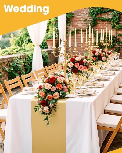 Niuara Gold Plastic Table Runner Party Decorations, Disposable, 4 Pack