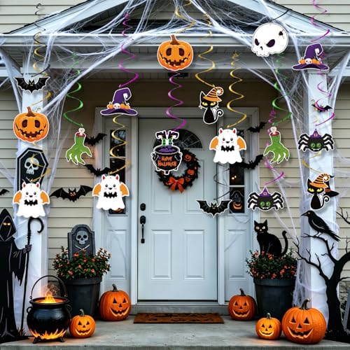 24Pcs Halloween Hanging Swirls Cutout Decorations for Party Ceiling