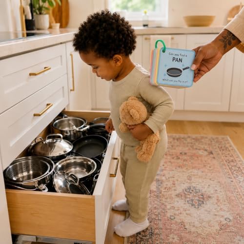 Indoor Scavenger Hunt Cards for Toddlers Ages 3-5, Screen-Free Montessori Learning Game & Educational Flash Cards, At-Home Activity, 20 Double-Sided Cards on a Safe Ring