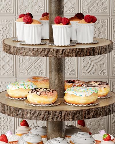 Wood Cupcake Stand, 5 Tier Cupcake Tower, Large Rustic Cake Display Holder