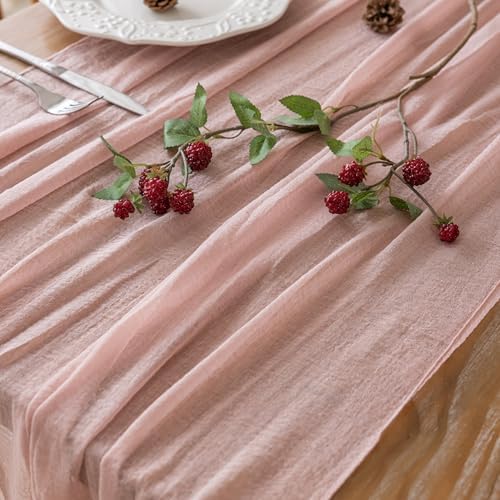 Dusty Pink Cheesecloth Table Runner 120 Inches Fall Party Home Decorations