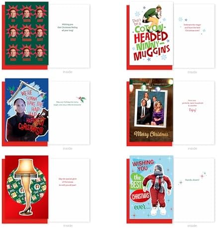 American Greetings 25 ct. Classis Christmas Movies Holiday Greetings Cards with Envelopes and Sticker Seals, (Elf & National Lampoon's Christmas Vacation)