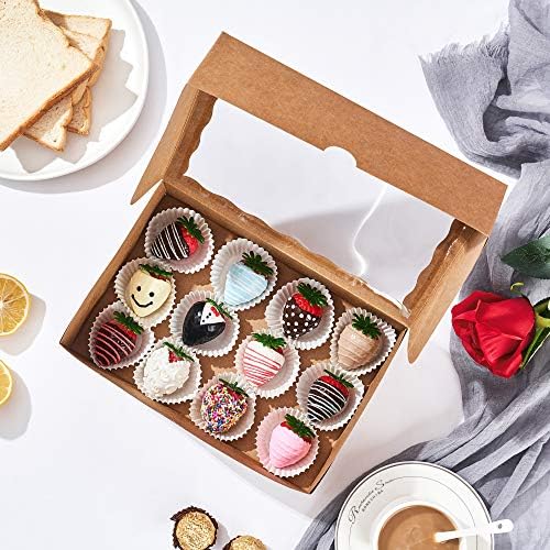 50PCS Brown Chocolate Covered Strawberries Boxes 10x7x2.5