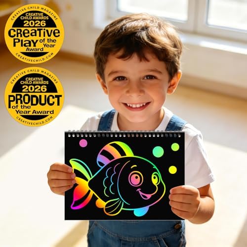 ZMLM Scratch Paper Art-Crafts Gift: 2 Pack Rainbow Notebooks Supplies Toys