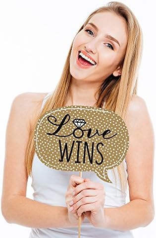 Mrs. and Mrs. - Gold - Lesbian Wedding Photo Booth Prop Kit - 20pc