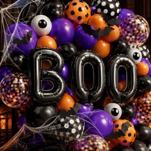 Halloween Balloon Garland Arch Kit 202PCS Black Orange Purple Balloons