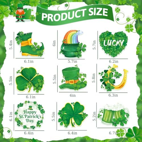FRIDAY NIGHT 30Pcs St. Patrick's Day Hanging Decorations Irish Shamrock Foil Swirls Green Lucky Paper Cutouts Saint Patricks Day Party Decor for Ceiling Wall Irish Holiday Party Supplies