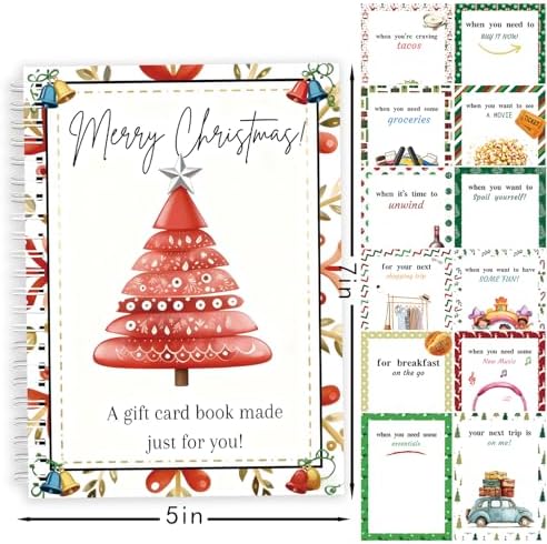 Christmas Gift Card Book - Surprises on Every Page, DIY Spiral-Bound Merry Christmas College Survival Kit, Greeting Card Book for Students & Graduation Gifts (S7)