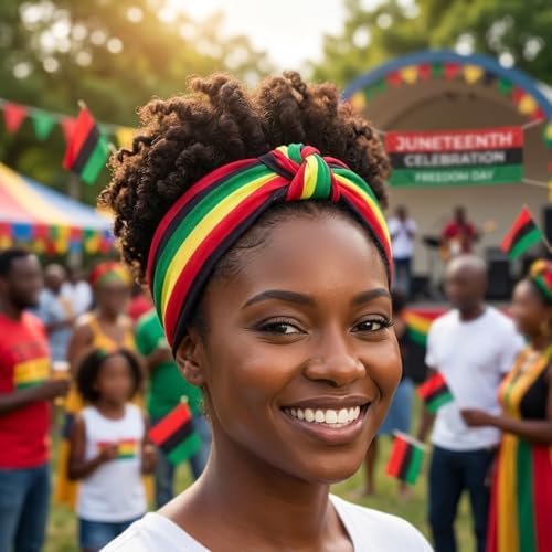Ardorchid Rasta Headbands African Jamaica Juneteenth knotted Headband for Women Girls Elastic Hairband Hair Hoop No Slip Hair Accessories Gifts