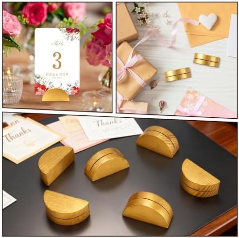 24Pcs Gold Wood Table Number Stands 1.57 In Wood Place Card Holders
