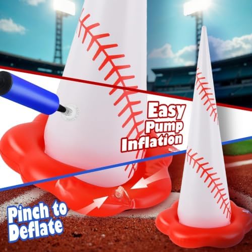5 Pack Baseball Inflatable Ring Toss Game - Baseball Party Games Set