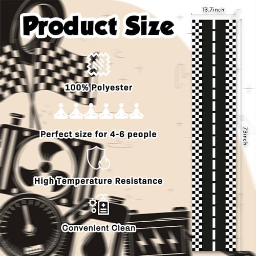 Race Car Birthday Party Decorations - Racing Car Road Table Runner | Black and White Checkered Table Cloth Decor for Kids Boys Cars Theme Two Fast Birthday Party Favors Supplies Decorations