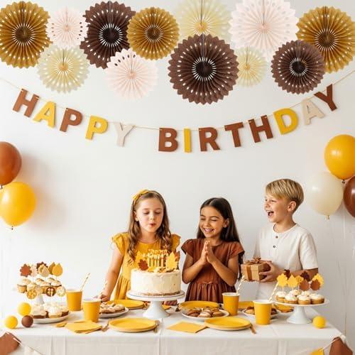 BEISHIDA 12packs Honeycomb Round Paper Fans Brown Hanging Party Decoration
