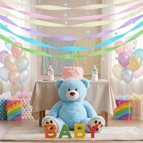 BEISHIDA 6 Rolls Pastel Crepe Paper Streamers for Birthday Wedding Party Decorations Bachelorette Bridal Shower Baby Shower piñatas DIY Craft Paper(492 Ft)