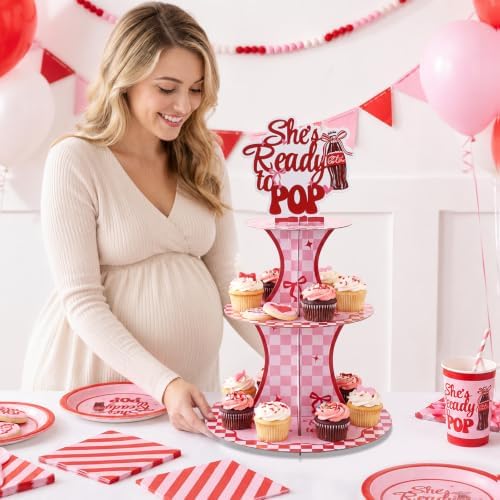 3 Tier Cupcake Stand for Ready to Pop Baby Shower Decorations
