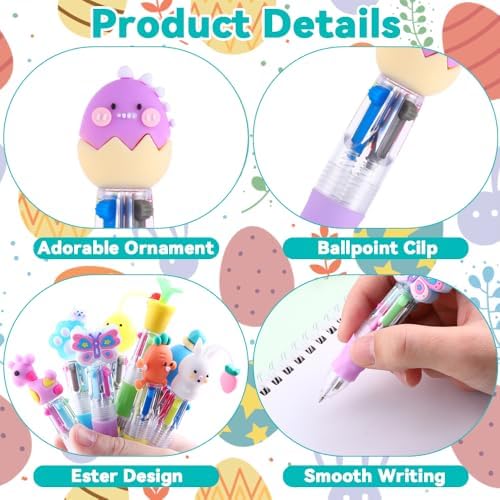 24PCS Easter Fun Pens Cute Bunny Egg Multicolor Gifts Pens Basket Stuffers