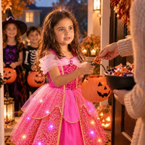 Meland Light Up Princess Dress for Girls Ages 3-10, Halloween Costume Party
