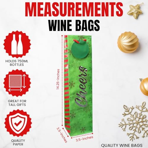 Iconikal 6-Pack Christmas Wine Bottle Gift Bags Heavy-Duty