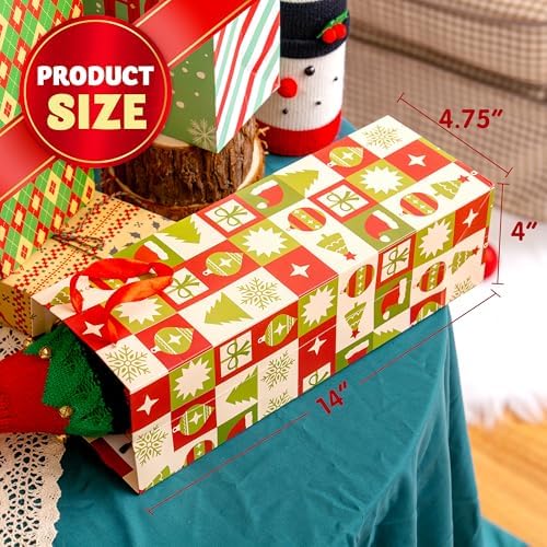 JOYIN 12 PCS Christmas Wine Bottle Bags with 6 Designs, Holiday Wine Gift Bags with Handles for Festivals Present Wrap,Winter Holiday Anniversary Thanksgiving Home Table Decoration (14” x 5” x 4.75”)