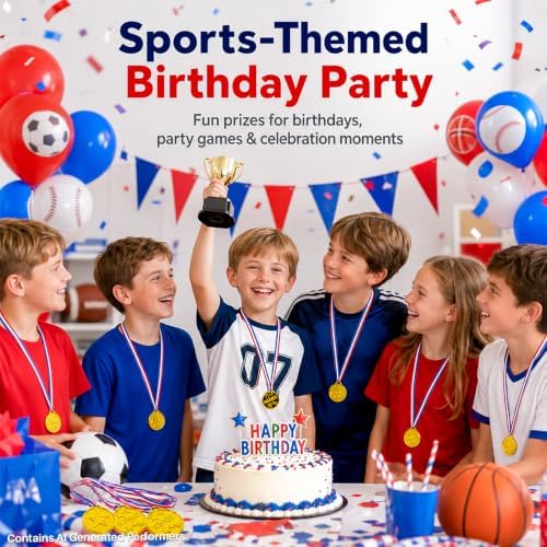 RAINFLOW 40PCS Plastic Gold Medals for Kids - Award Medals with Ribbons