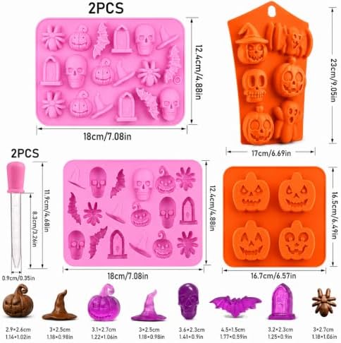 4pcs Halloween Silicone Mould 3D Chocolates Candy Gummy Molds