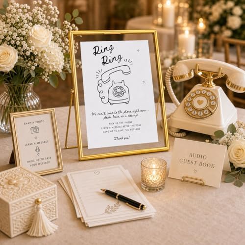 Calculs Audio Guest Book Sign, Gold 8x10 Floating Picture Frame