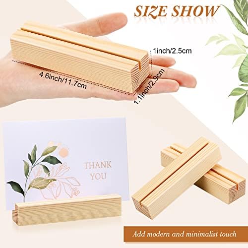 Blosssound 12 Pcs Wood Place Card Holder, Wood Color, 4.61 x 1.1 x 1 Inches