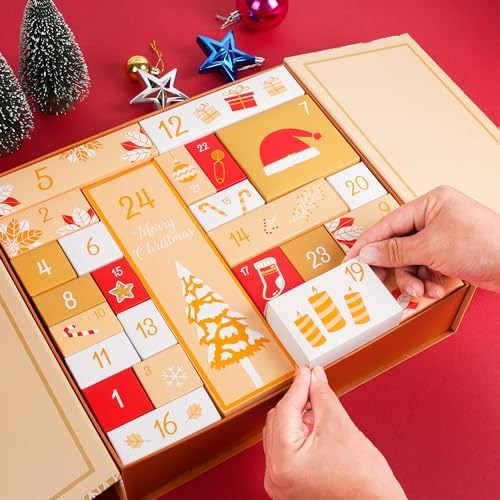 Advent Calendar Christmas Countdown Calendar 24 Days of Surprises Christmas Xmas Gifts Empty Box for Boys Girls Teens Adults