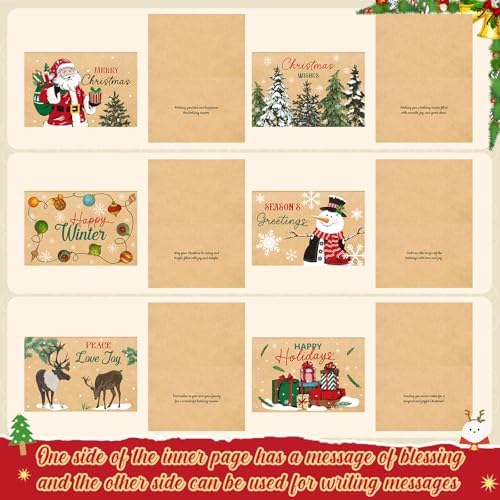 Crtiin 240 Set 2026 Christmas Cards Rustic Kraft Xmas Greeting Cards Bulk