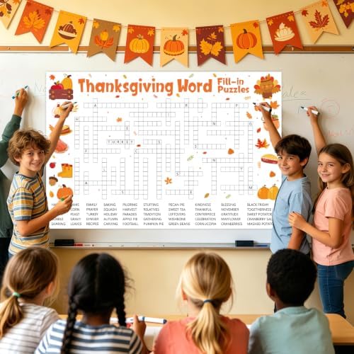 Giant Thanksgiving Word Fill-in Puzzles Game for Family Office Large Group